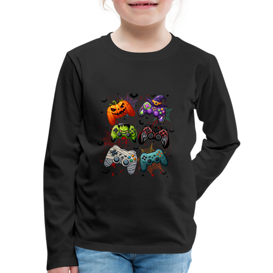 Spooky Gamer Halloween Kids Long Sleeve T-Shirt - black