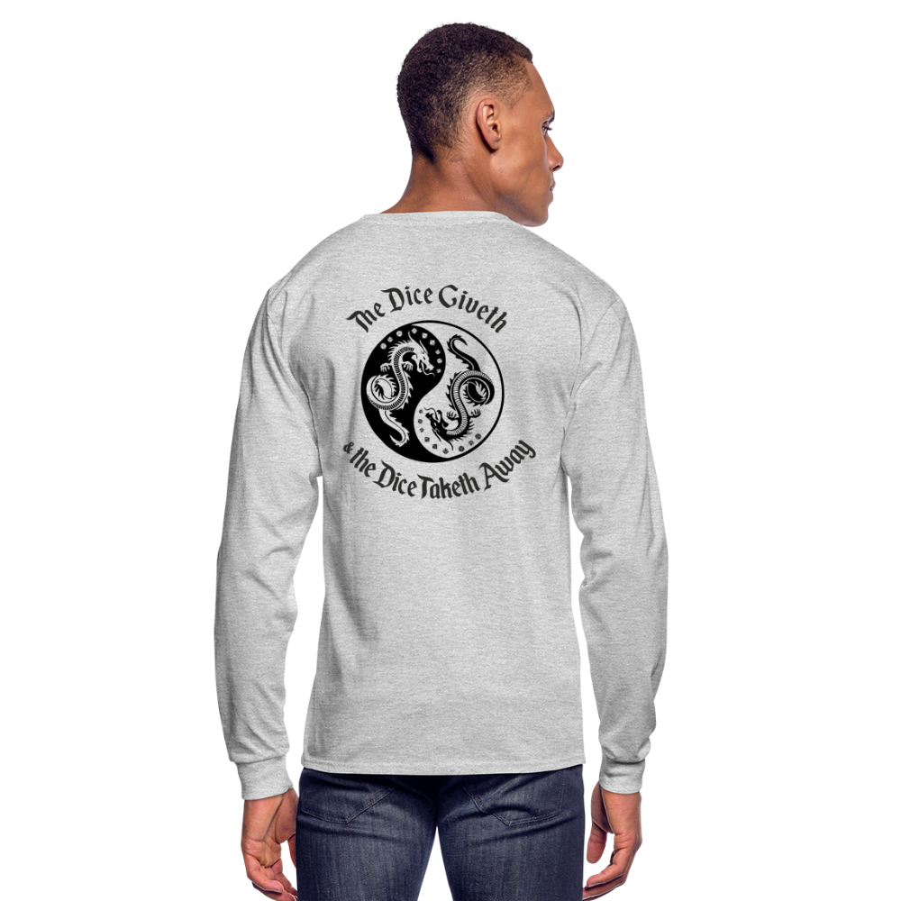 The Dice Giveth and the Dice Taketh Away D&D Men's Long Sleeve T-Shirt - heather gray