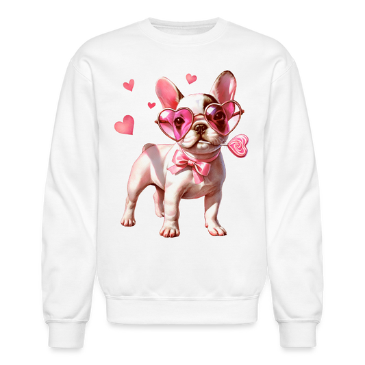 Valentine’s French Bulldog Crewneck Sweatshirt - white