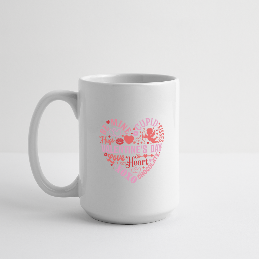 Valentine’s Day Mug 15oz– Heart of Love Words Design - white