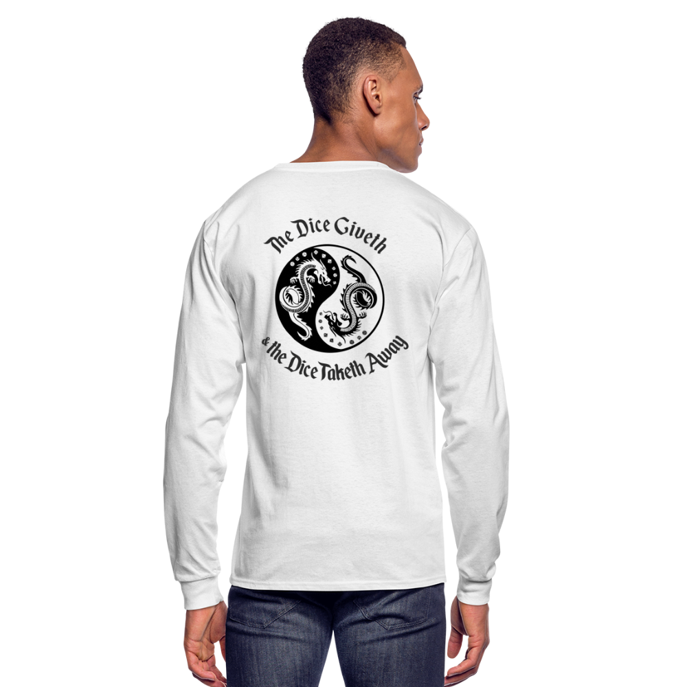 The Dice Giveth and the Dice Taketh Away D&D Men's Long Sleeve T-Shirt - white