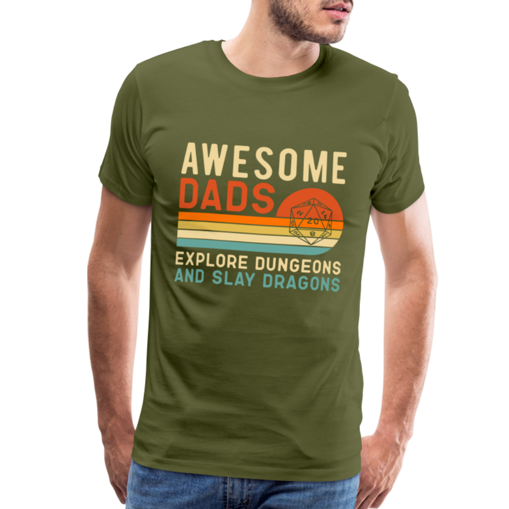 Awesome Dads Slay Dragons Men's Premium T-Shirt - olive green