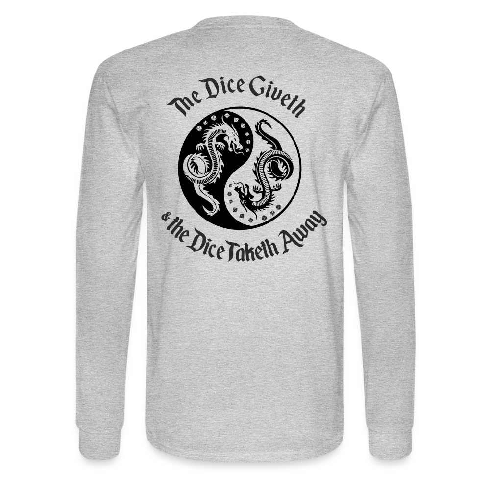 The Dice Giveth and the Dice Taketh Away D&D Men's Long Sleeve T-Shirt - heather gray