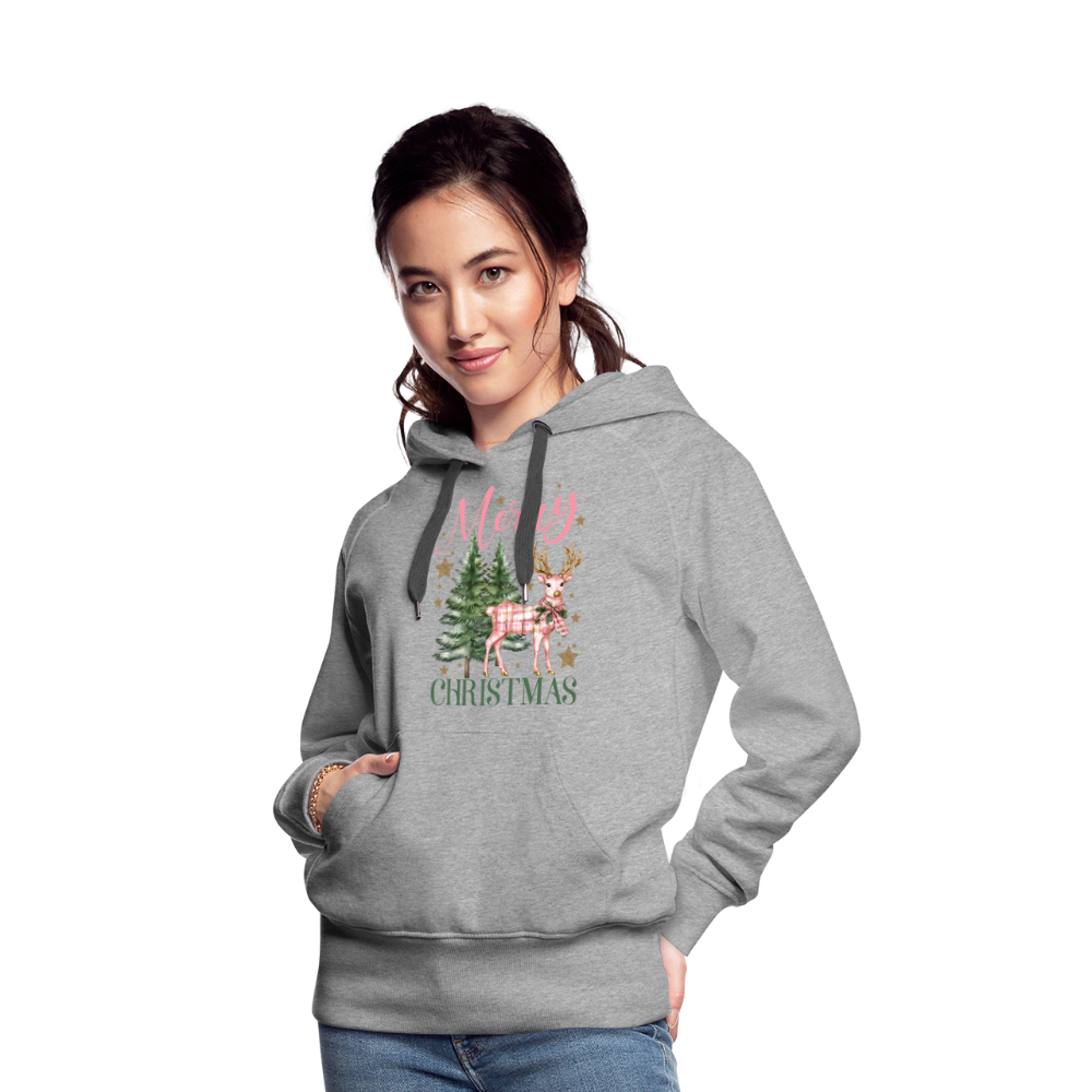 Charming Pink Merry Christmas Women’s Premium Hoodie - heather grey