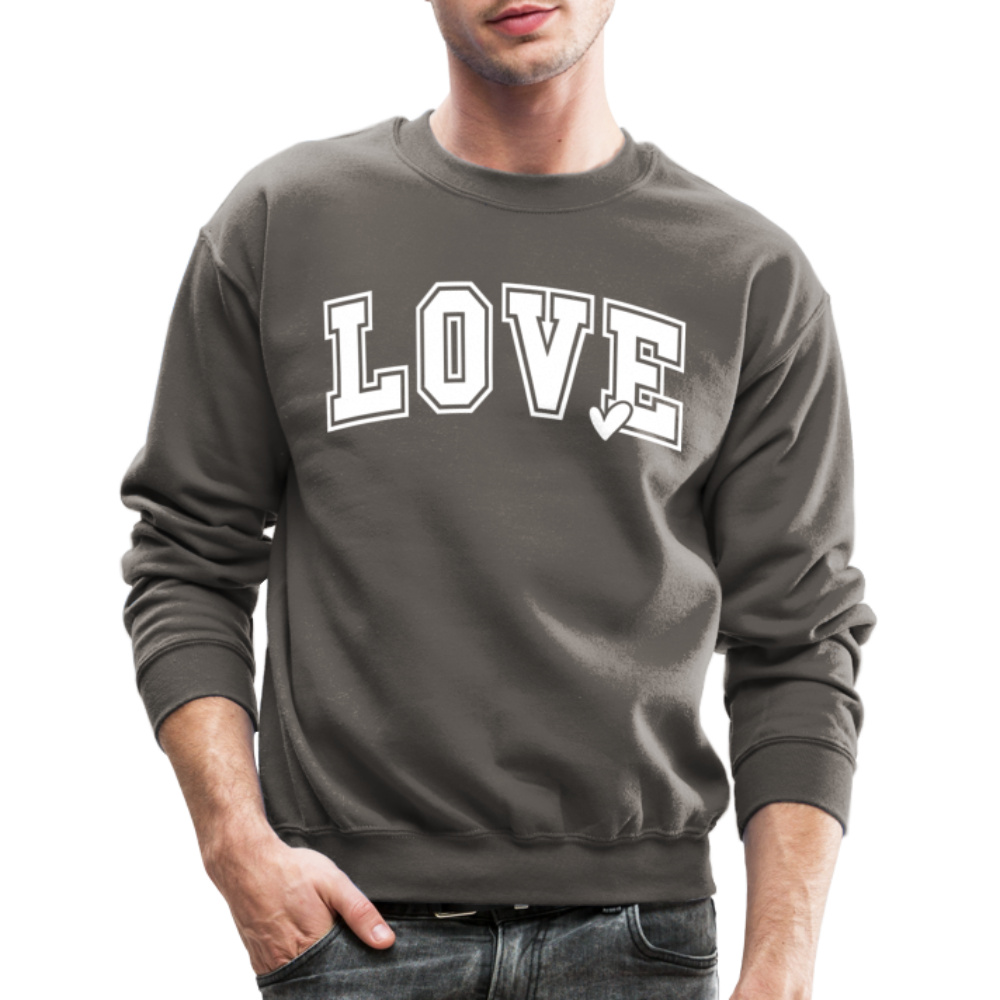 Valentine’s Day Unisex Crewneck Sweatshirt – "Love" Edition - asphalt gray