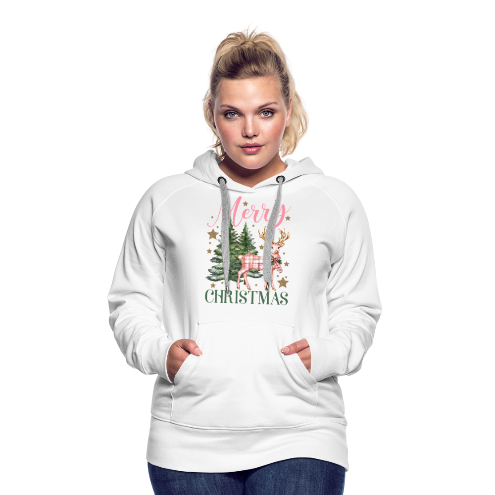 Charming Pink Merry Christmas Women’s Premium Hoodie - white