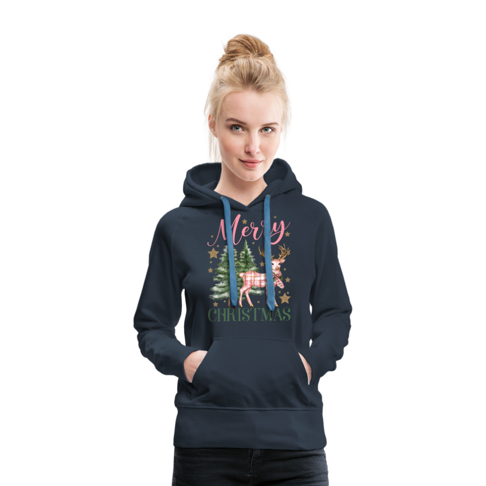 Charming Pink Merry Christmas Women’s Premium Hoodie - navy