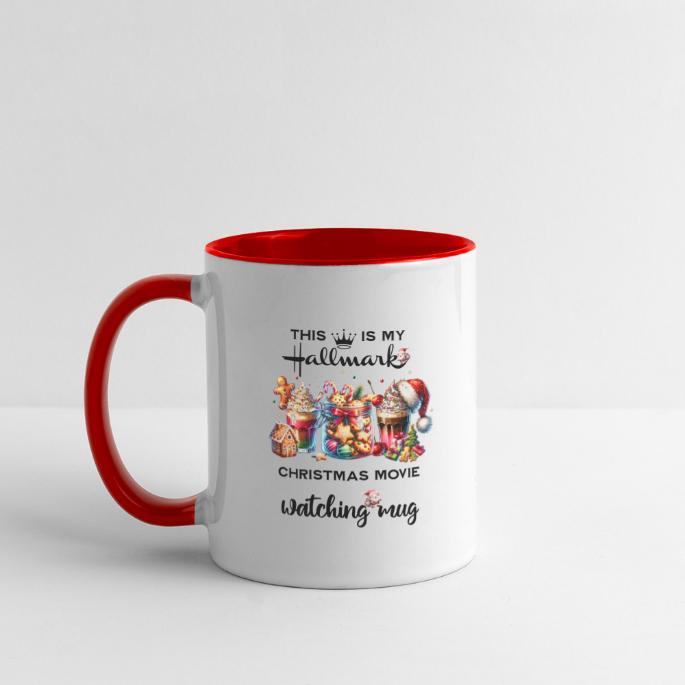 Christmas movie watching Coffee Mug - white/red