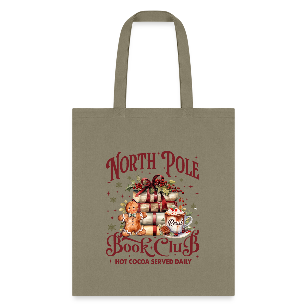 North Pole Book Club Tote Bag - khaki