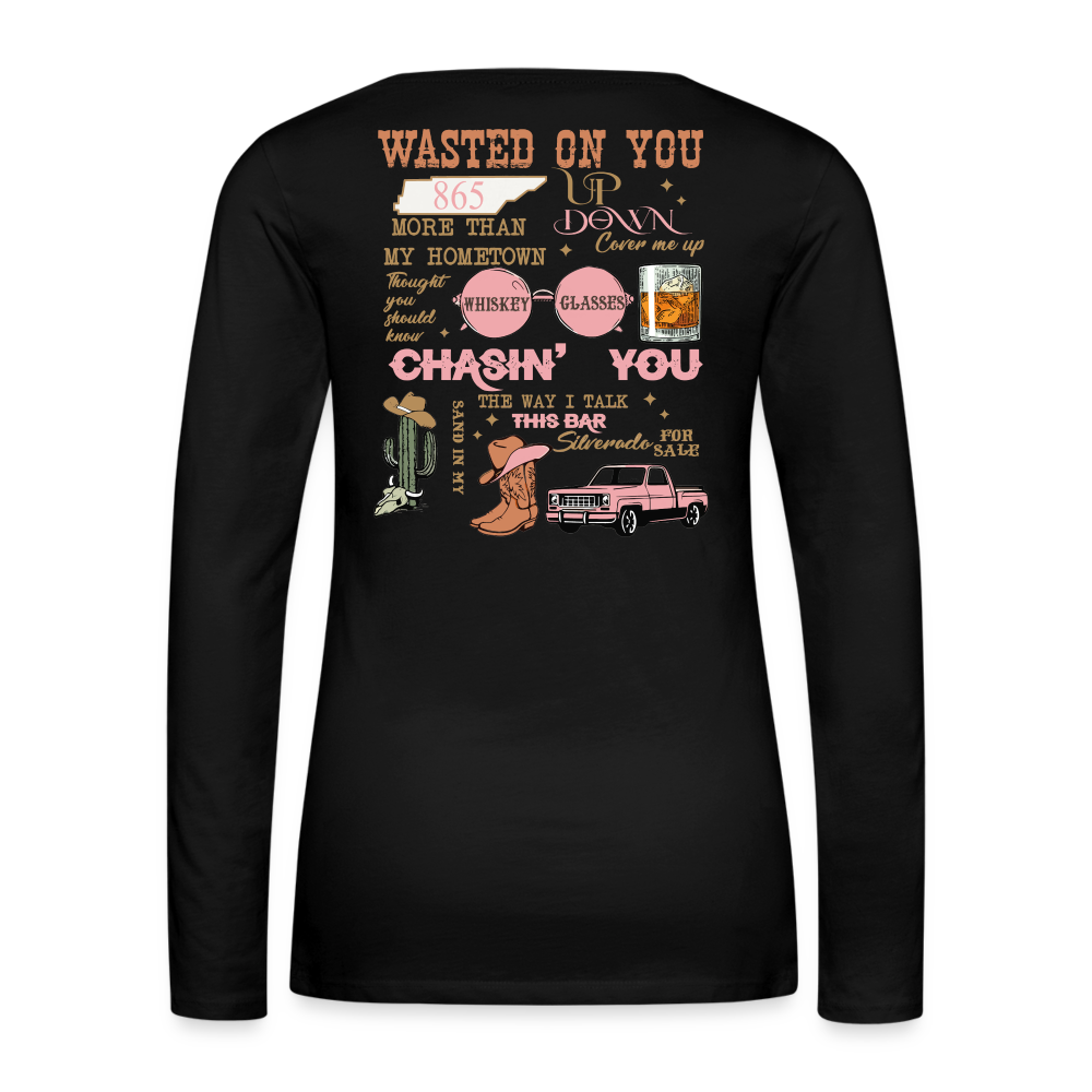 Morgan Wallen Playlist Women's Premium Long Sleeve T-Shirt - black