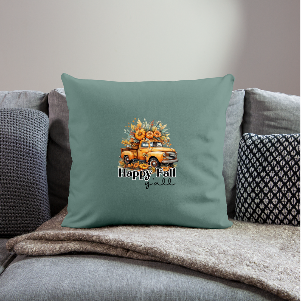 Happy Fall Y’all Throw Pillow Cover 18” x 18” - cypress green