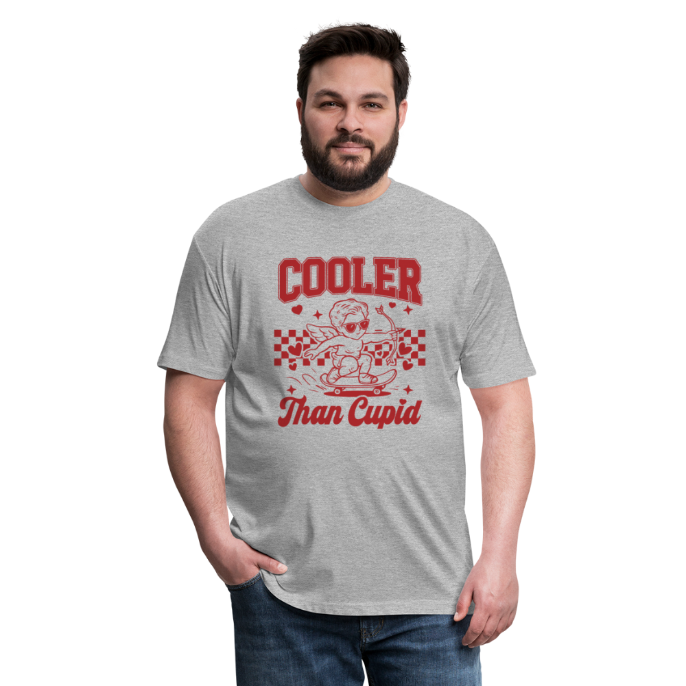 Men’s Graphic Fitted Tee - Cooler Than Cupid Design - heather gray