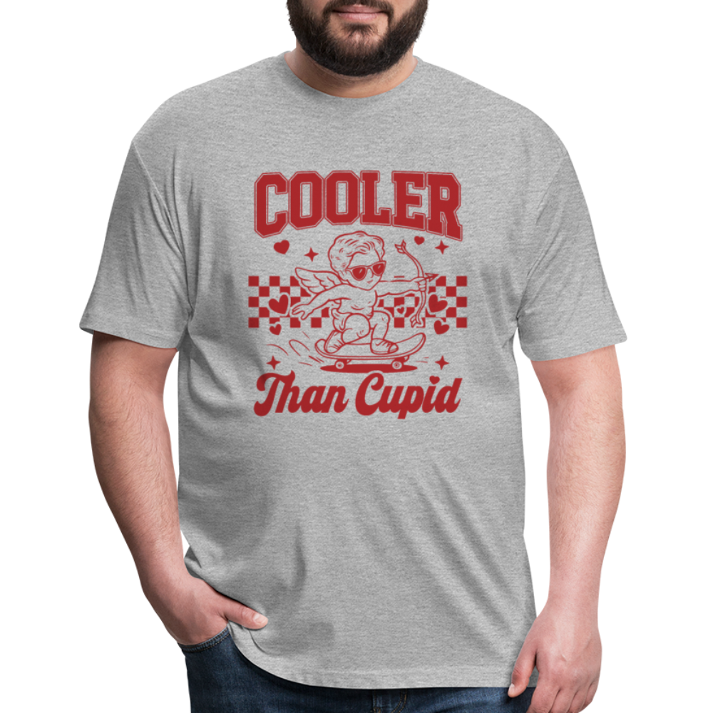 Men’s Graphic Fitted Tee - Cooler Than Cupid Design - heather gray