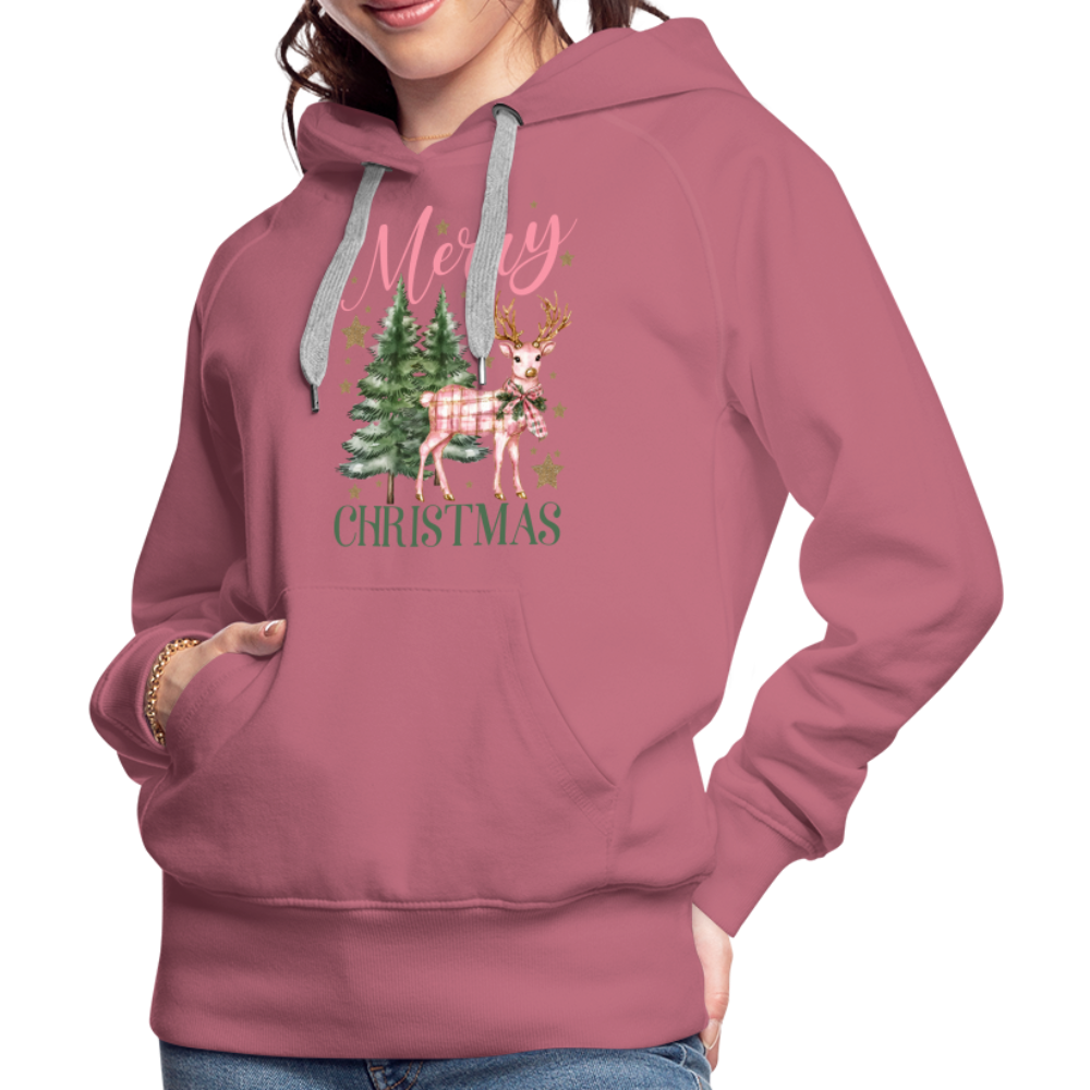 Charming Pink Merry Christmas Women’s Premium Hoodie - mauve