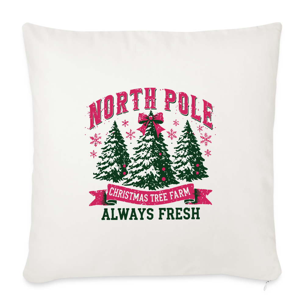 North Pole Christmas Tree Farm Throw Pillow Cover 18” x 18” - natural white