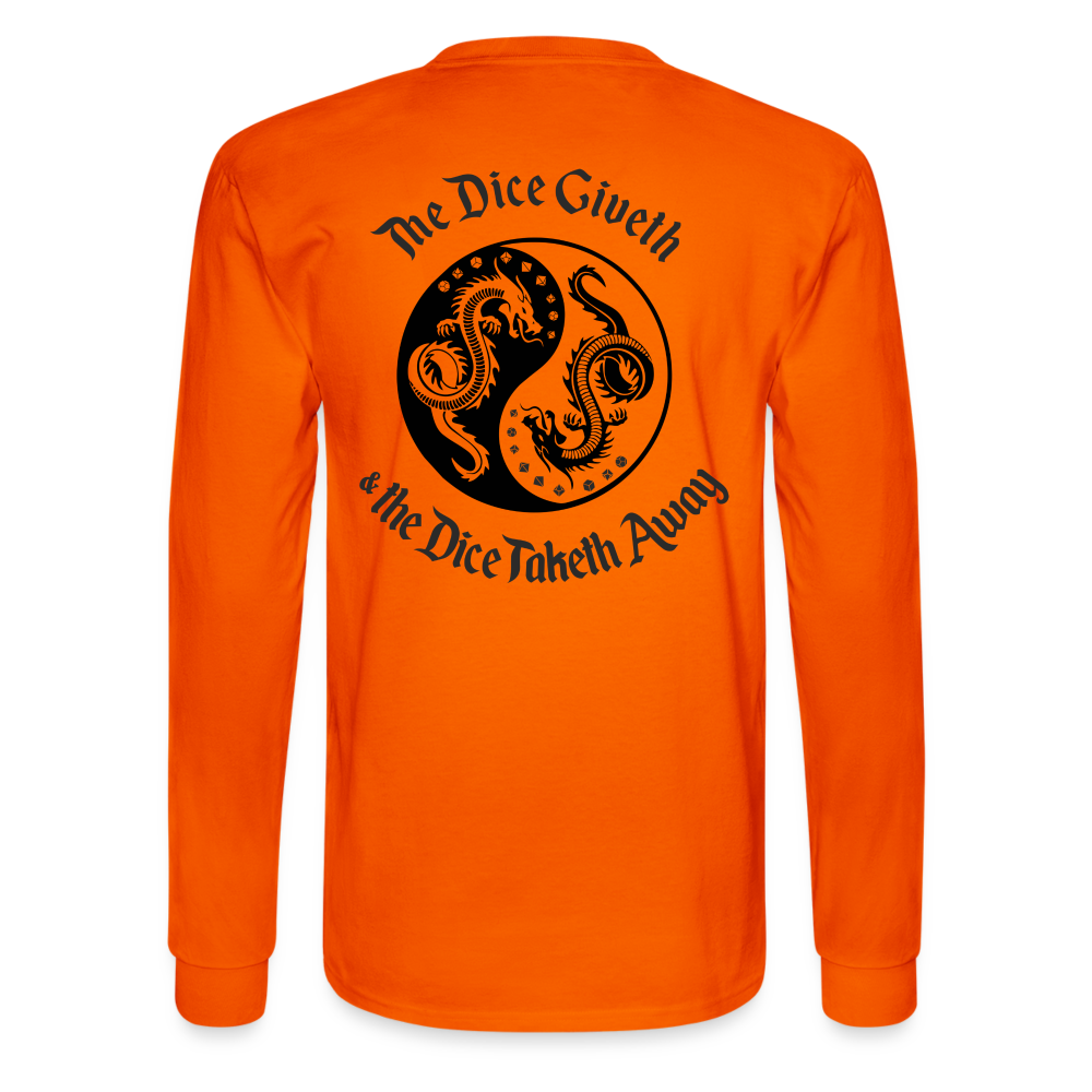 The Dice Giveth and the Dice Taketh Away D&D Men's Long Sleeve T-Shirt - orange