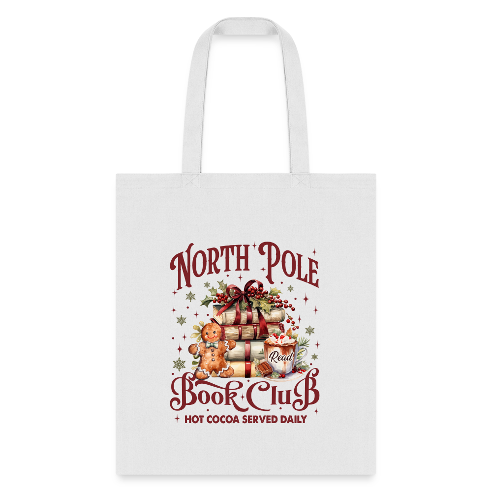 North Pole Book Club Tote Bag - white