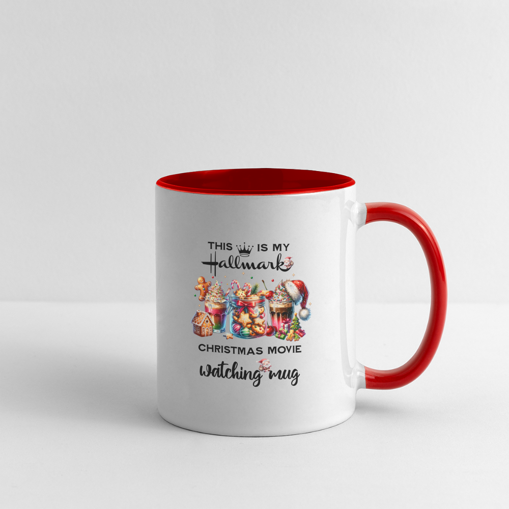 Christmas movie watching Coffee Mug - white/red