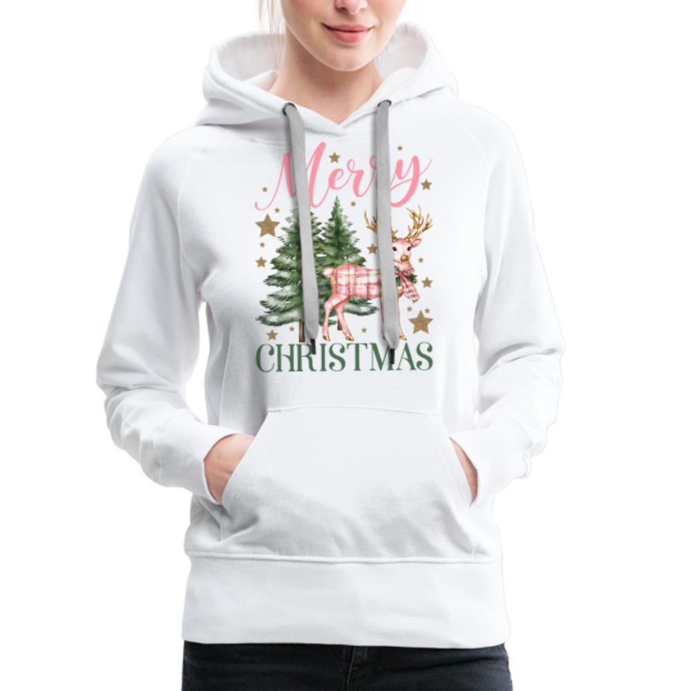 Charming Pink Merry Christmas Women’s Premium Hoodie - white