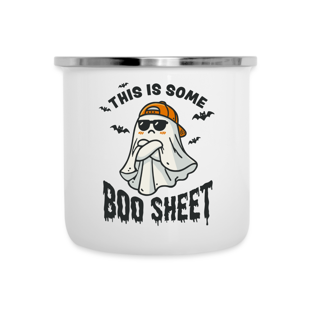 This is Some Boo Sheet: Funny Halloween Camper Mug - white