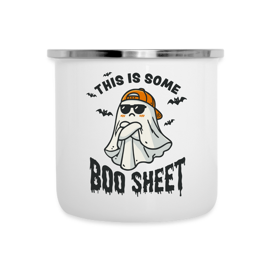 This is Some Boo Sheet: Funny Halloween Camper Mug - white