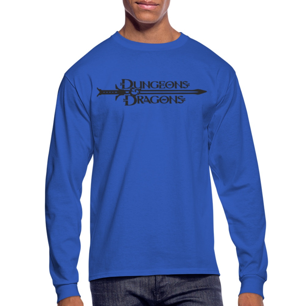 The Dice Giveth and the Dice Taketh Away D&D Men's Long Sleeve T-Shirt - royal blue