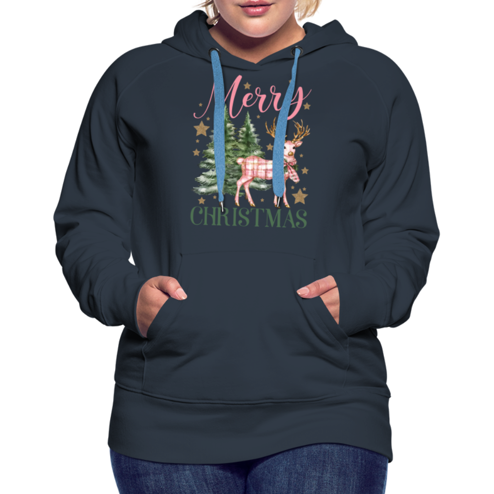 Charming Pink Merry Christmas Women’s Premium Hoodie - navy