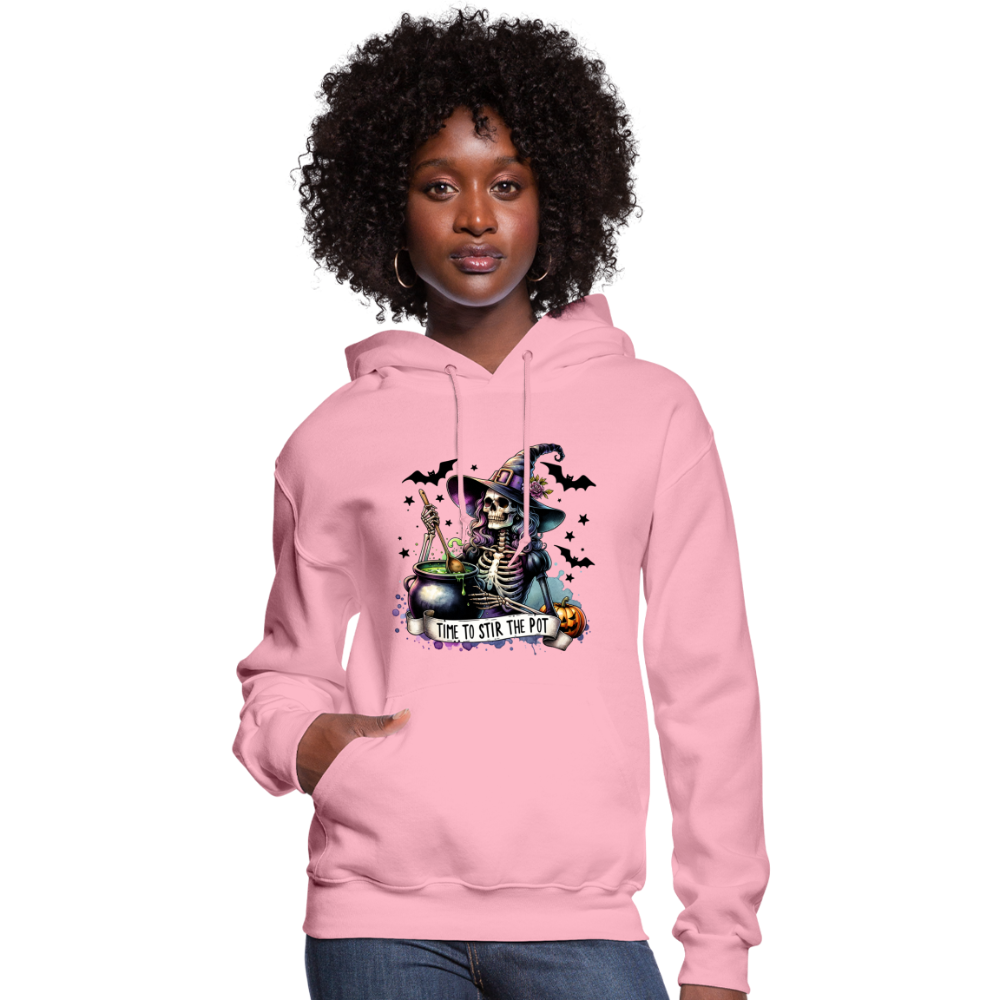 Time to Stir the Pot: Witchy Halloween Womens Hoodie - classic pink