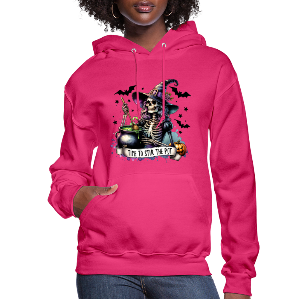 Time to Stir the Pot: Witchy Halloween Womens Hoodie - fuchsia