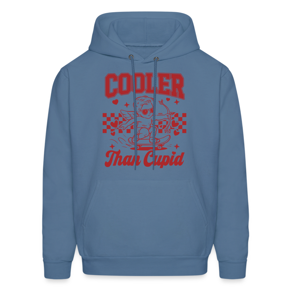 Men’s Graphic Hoodie – Cooler Than Cupid Design - denim blue