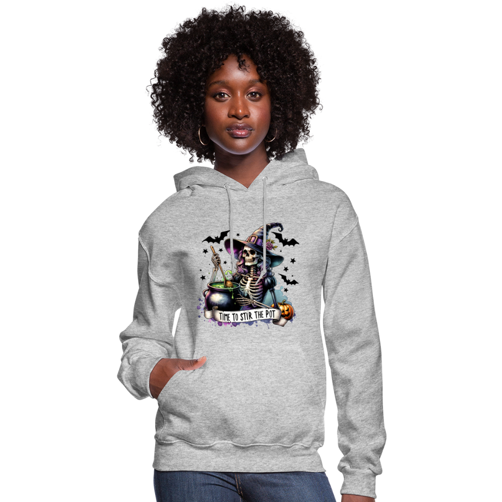 Time to Stir the Pot: Witchy Halloween Womens Hoodie - heather gray