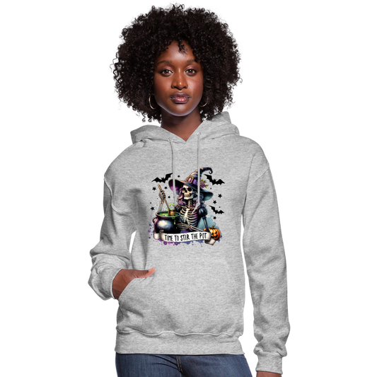 Time to Stir the Pot: Witchy Halloween Womens Hoodie - heather gray