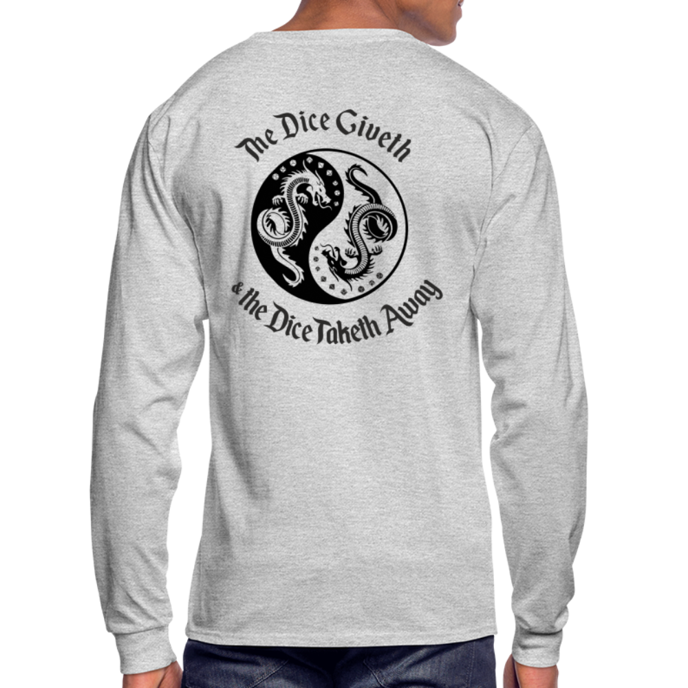 The Dice Giveth and the Dice Taketh Away D&D Men's Long Sleeve T-Shirt - heather gray