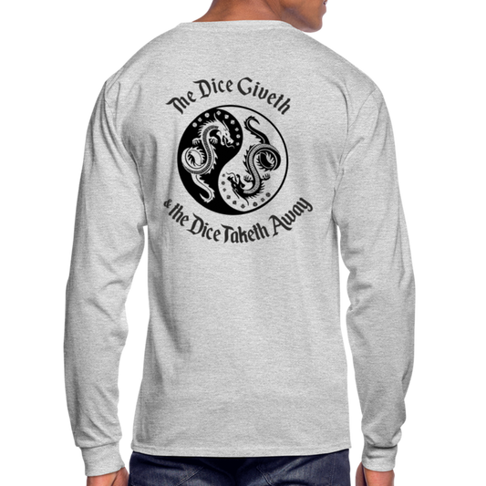 The Dice Giveth and the Dice Taketh Away D&D Men's Long Sleeve T-Shirt - heather gray