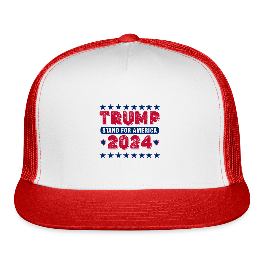 Trump 2024 Stand for America Trucker Cap - white/red