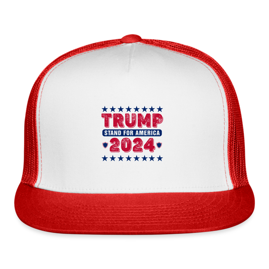 Trump 2024 Stand for America Trucker Cap - white/red