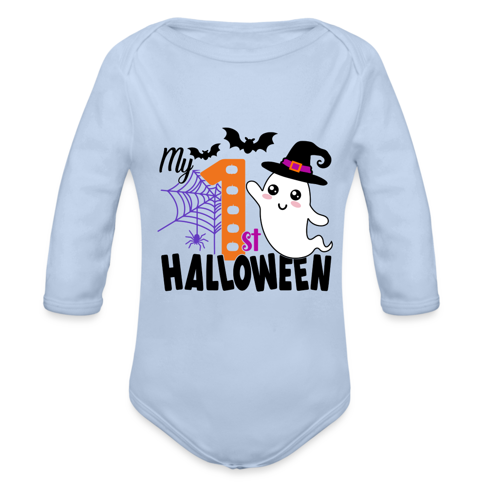 Baby’s First Halloween Bodysuit Long Sleeve Baby Bodysuit - sky