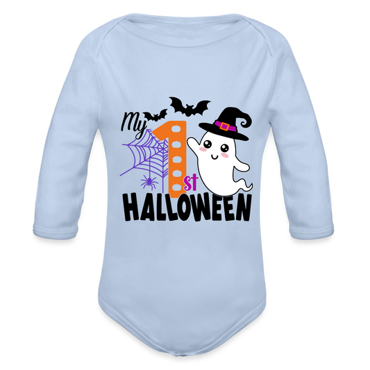 Baby’s First Halloween Bodysuit Long Sleeve Baby Bodysuit - sky