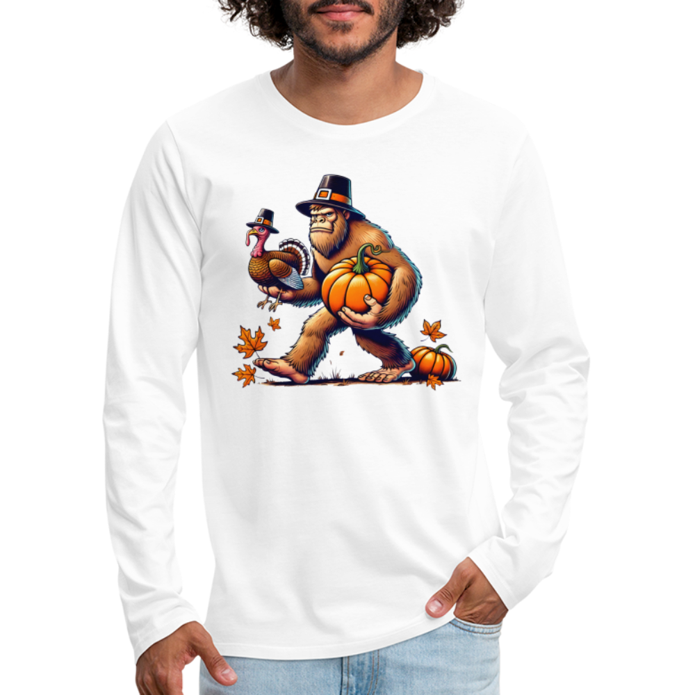 Bigfoot Thanksgiving Men's Long Sleeve T-Shirt - white