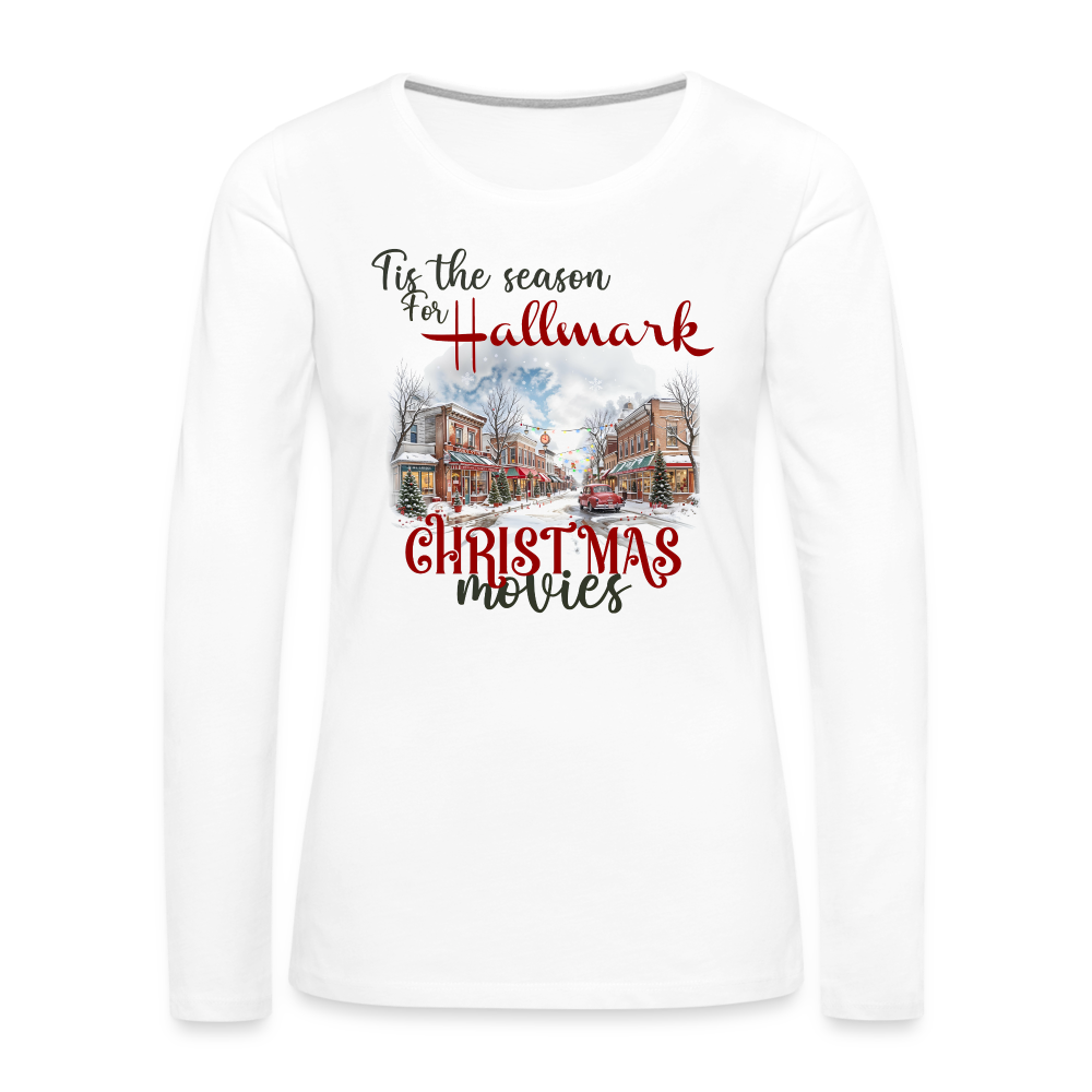 Tis the season for Christmas movies Women's Premium Long Sleeve T-Shirt - white