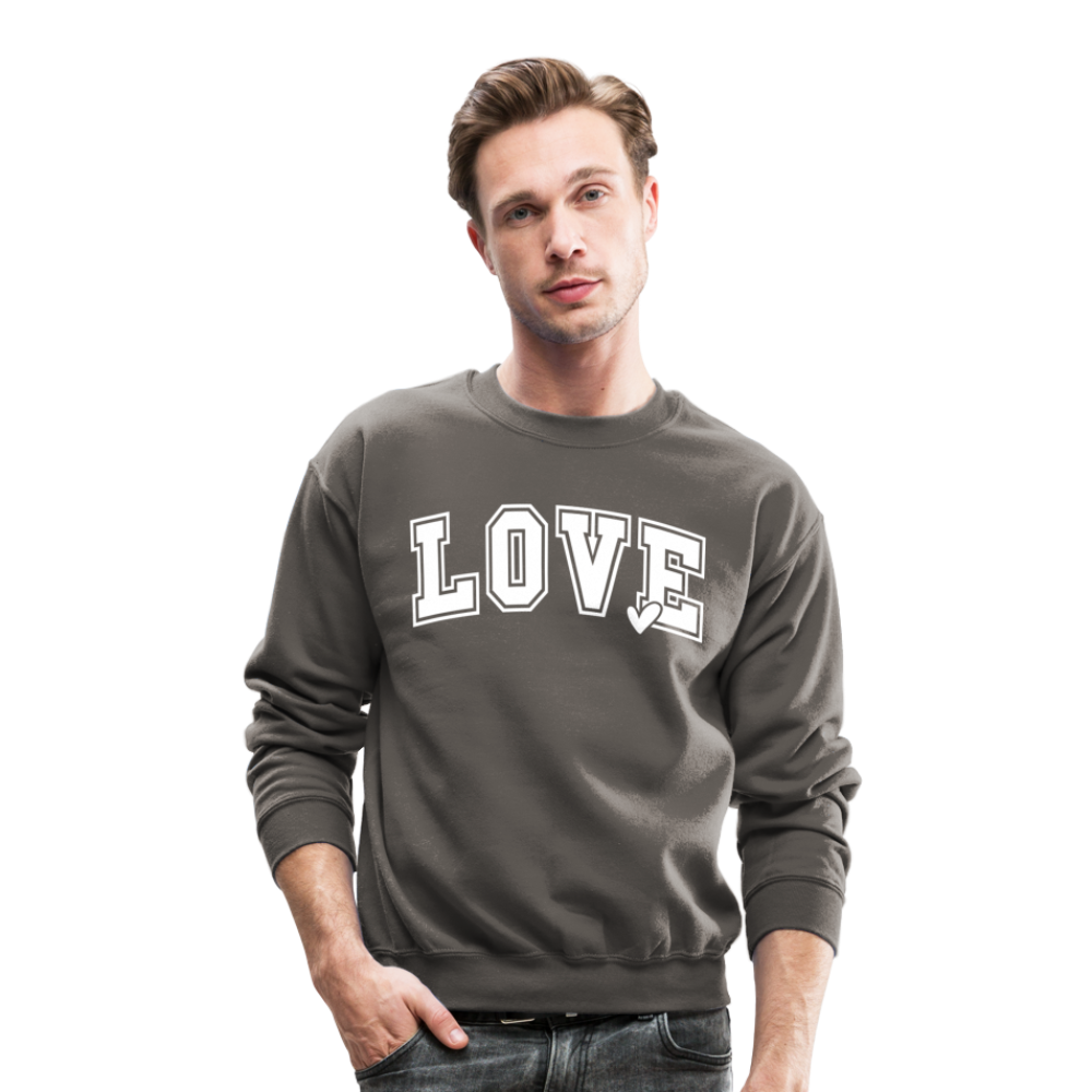 Valentine’s Day Unisex Crewneck Sweatshirt – "Love" Edition - asphalt gray