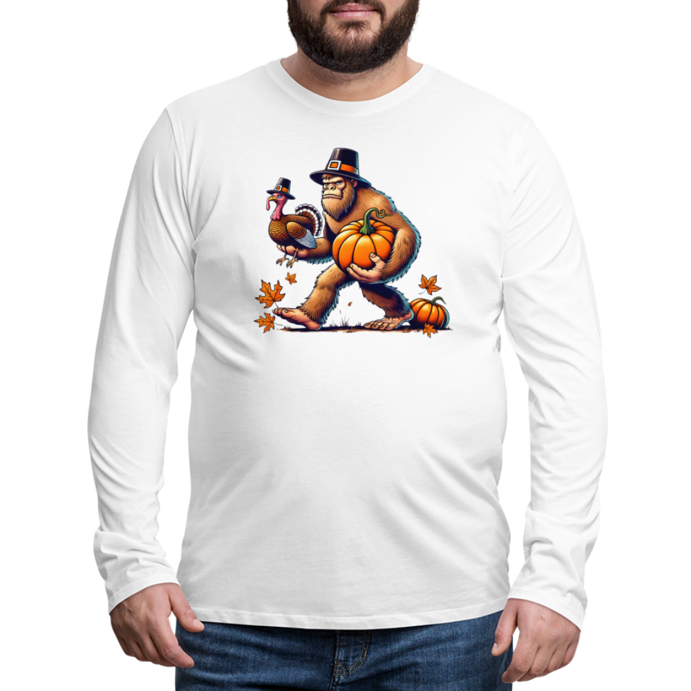 Bigfoot Thanksgiving Men's Long Sleeve T-Shirt - white