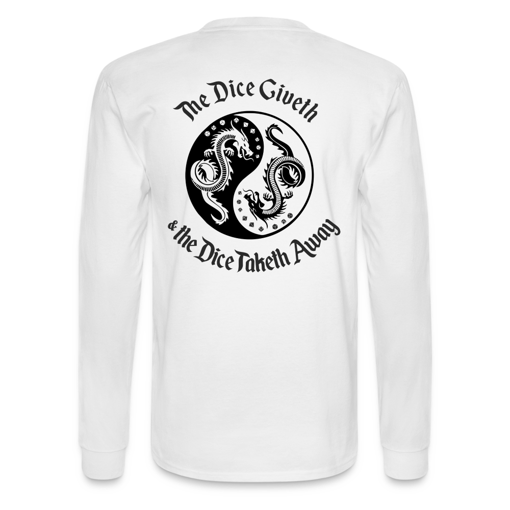 The Dice Giveth and the Dice Taketh Away D&D Men's Long Sleeve T-Shirt - white