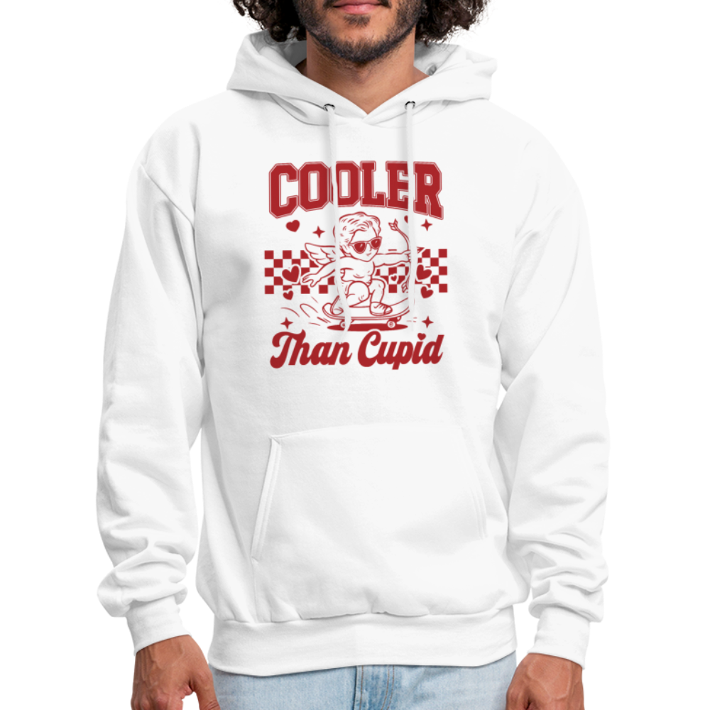 Men’s Graphic Hoodie – Cooler Than Cupid Design - white