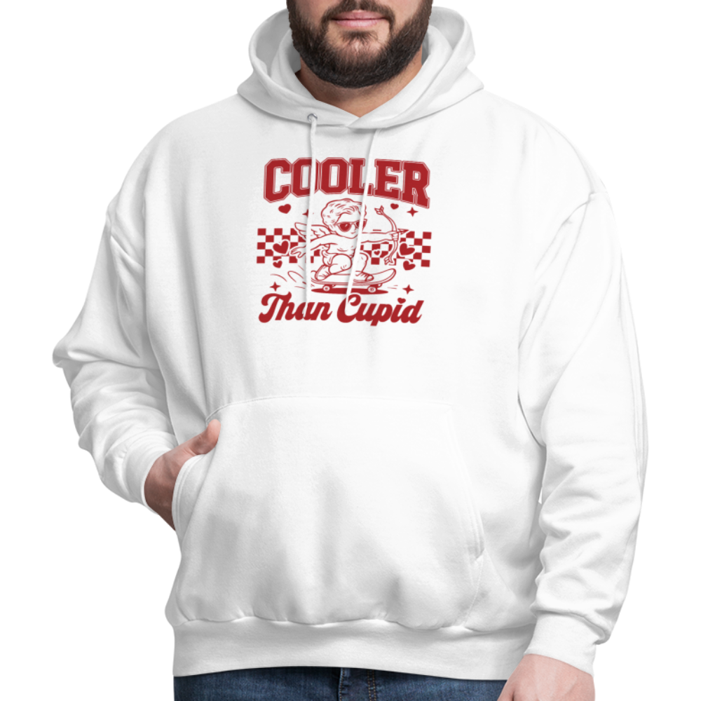 Men’s Graphic Hoodie – Cooler Than Cupid Design - white