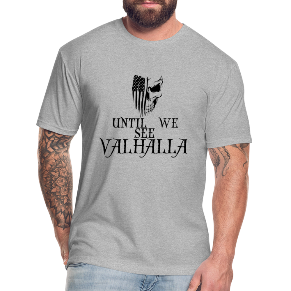 Until We See Valhalla USA Skull Fitted Cotton/Poly Men's T-Shirt by Next Level - heather gray