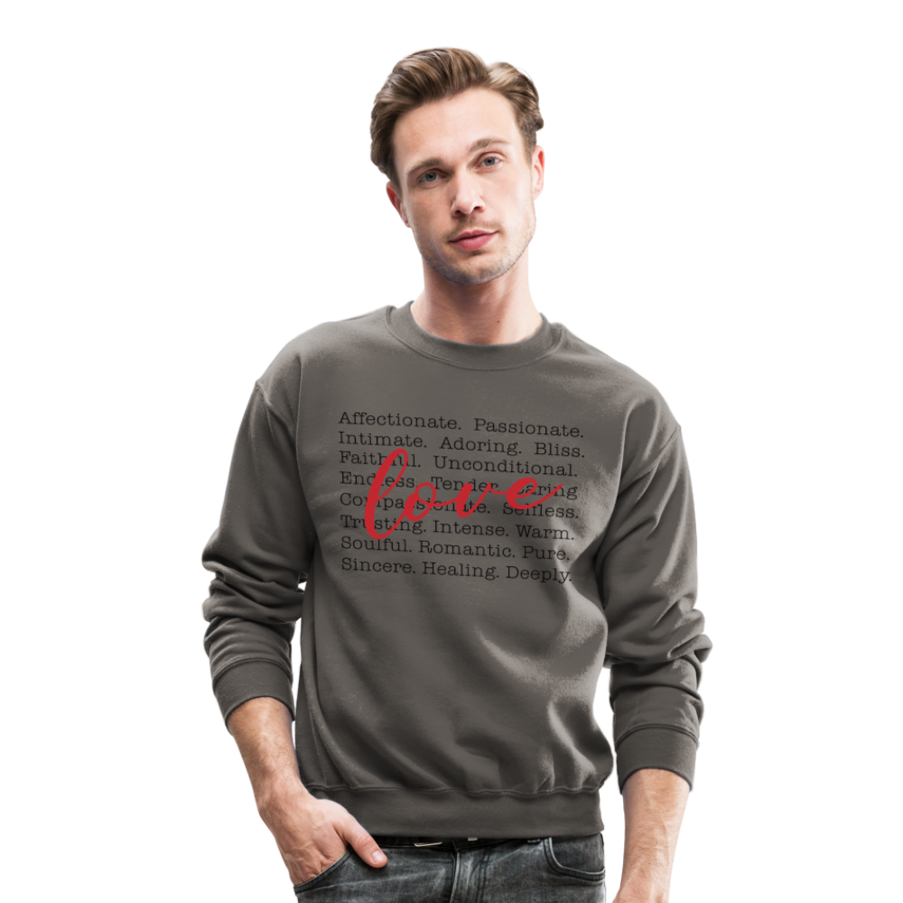 Bold Love Synonyms With Cupid Unisex Crewneck Sweatshirt - asphalt gray