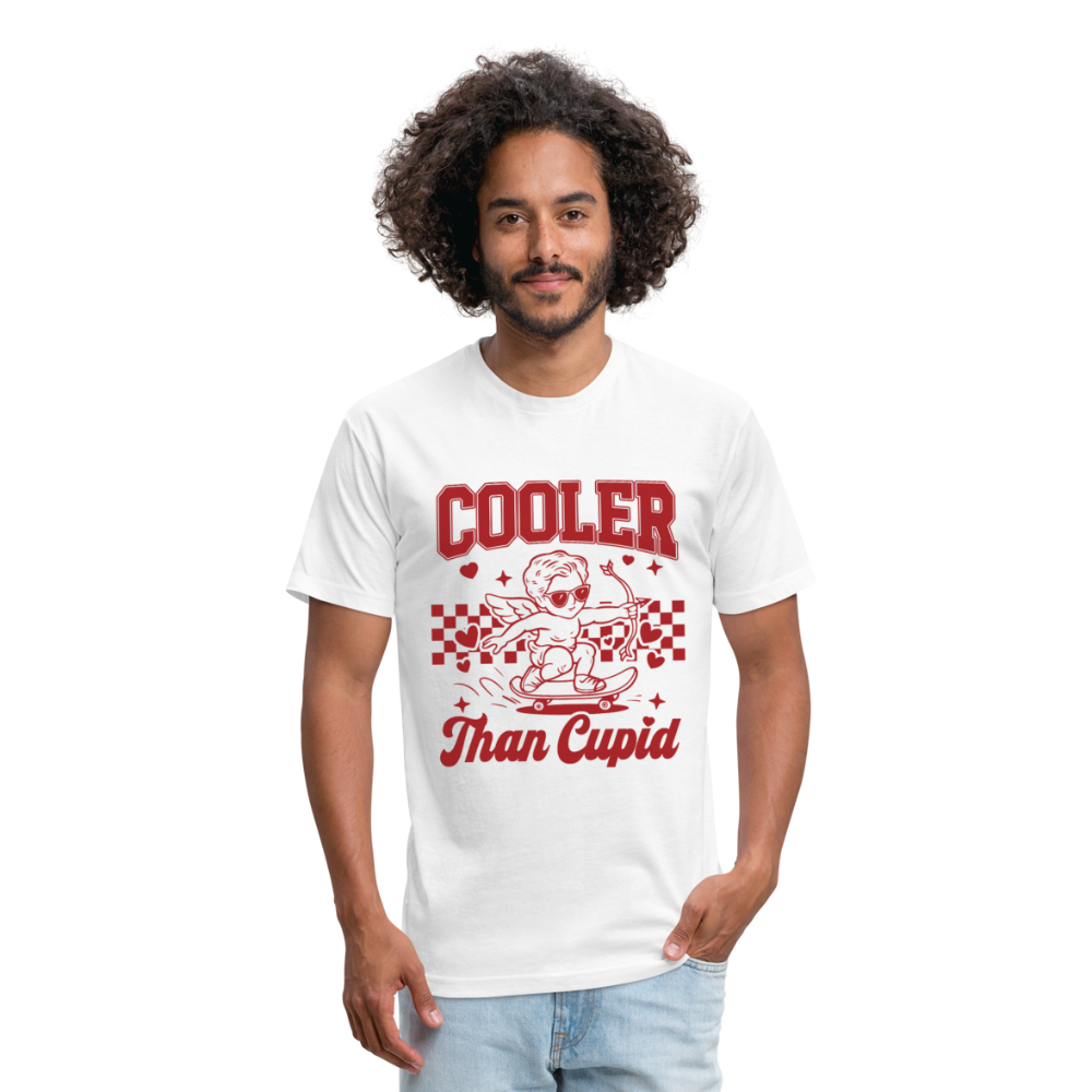 Men’s Graphic Fitted Tee - Cooler Than Cupid Design - white