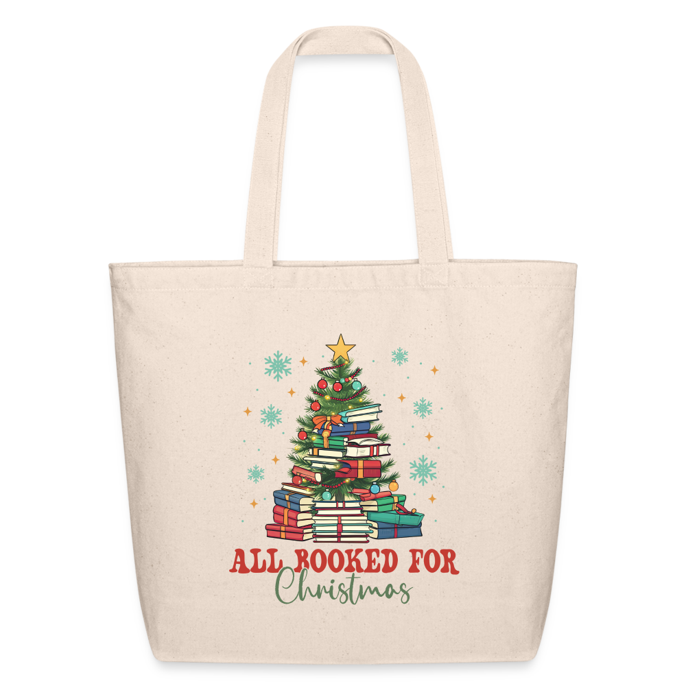 All Booked for Christmas Eco-Friendly Cotton Tote - natural