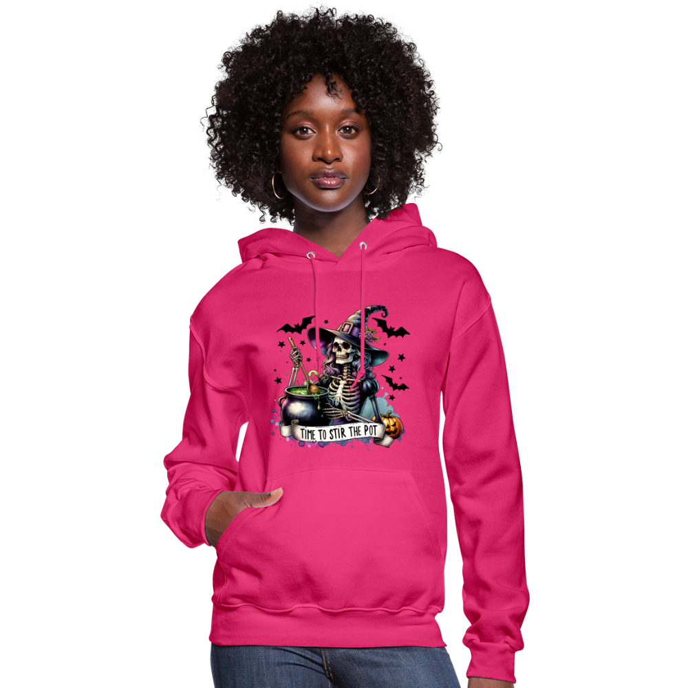 Time to Stir the Pot: Witchy Halloween Womens Hoodie - fuchsia